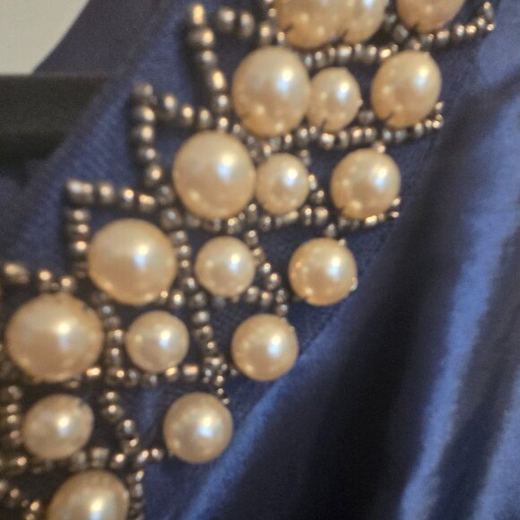 Sangria Woman Navy Pearl Neckline Dress (Plus Size 22W) + Holiday/Wedding/Party - Picture 2 of 3